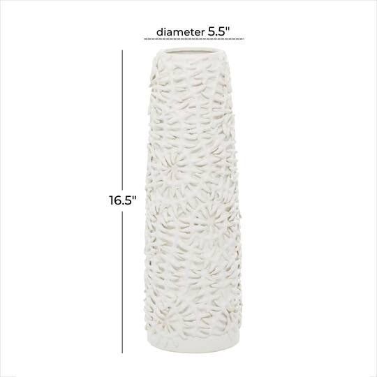 White Ceramic Contemporary Vase, 17" x 6" x 6"